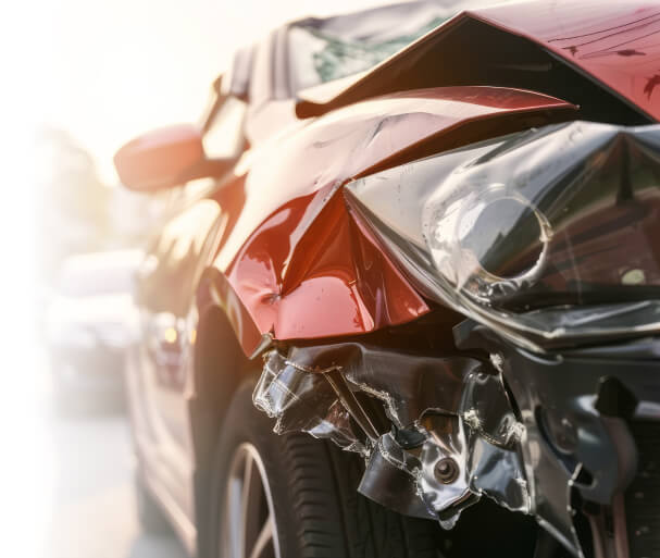 A red car after a car accident