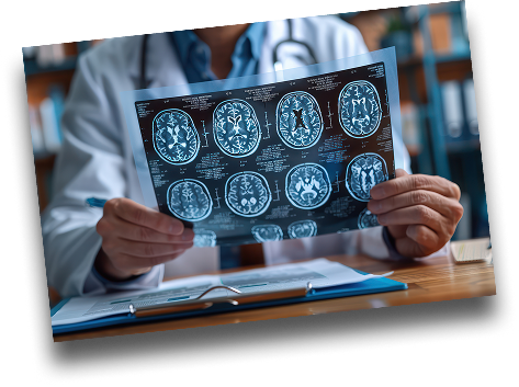 Doctor holding brain scans